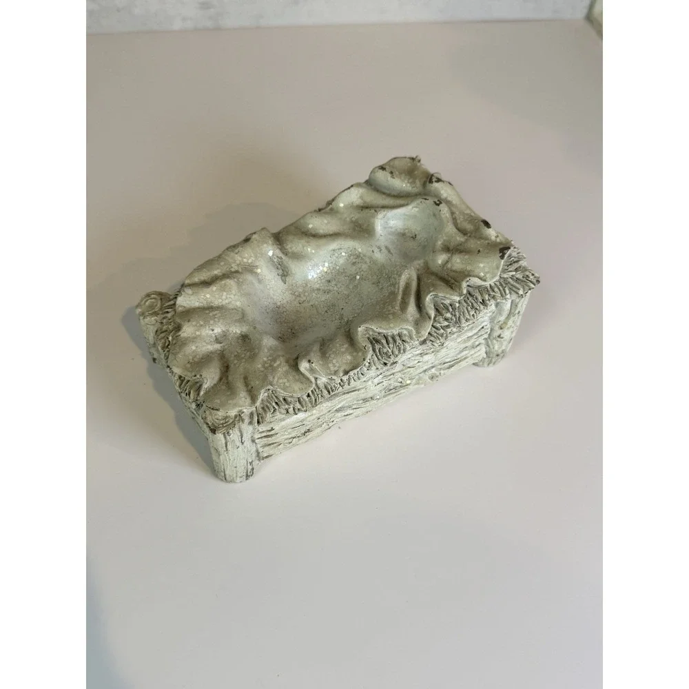 Burton + Burton Baby Jesus Manger Nativity Figurine Cream Glitter Christmas
